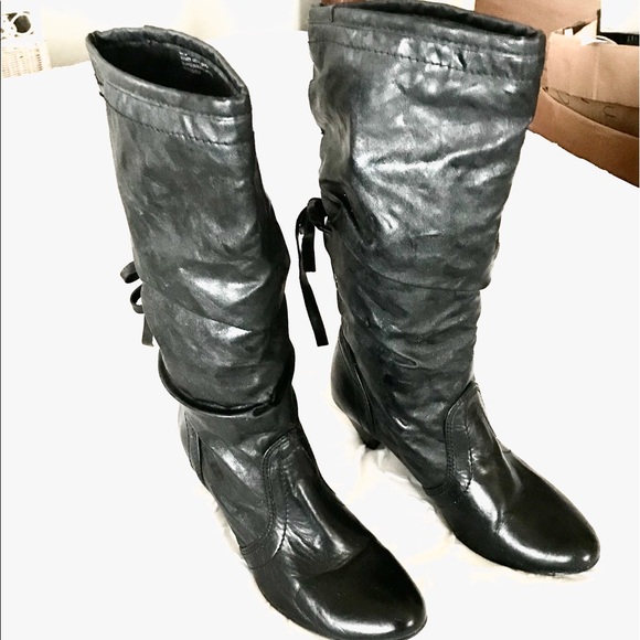 NWOT Steve Madden Black Leather Slouch Boots - Picture 4 of 8